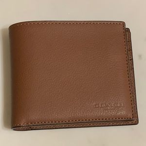 Coach Men’s Leather Wallet - Tan/Black Edges -New!